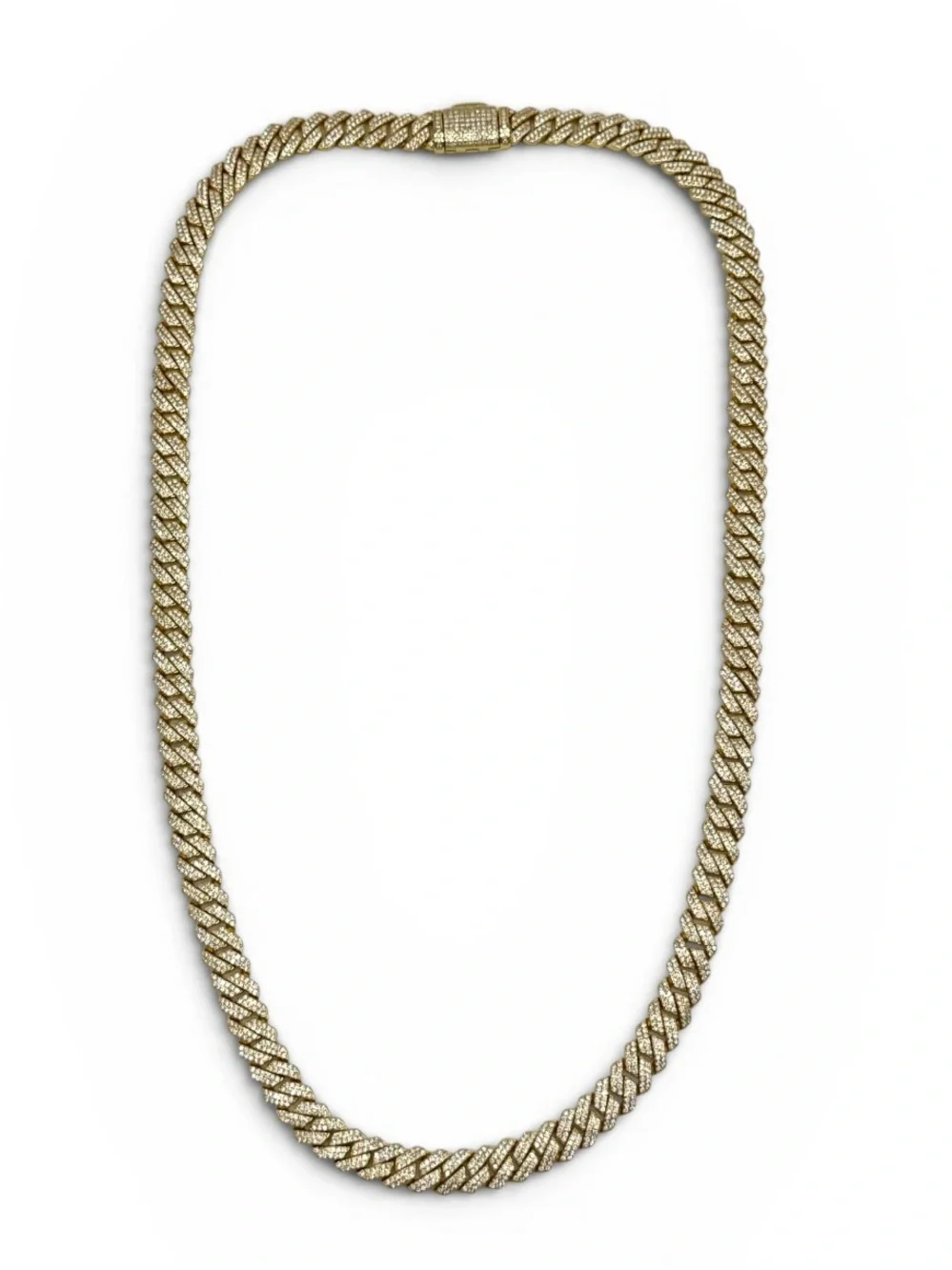 18k Gold Plated, 925 Silver, 9.OCTW Moissanite Square Miami Cuban Chain